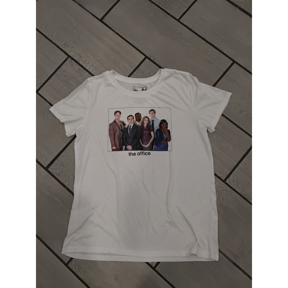 The Office NBC TV Show Cast Graphic T-Shirt White XL Michael Scott Dwight Jim